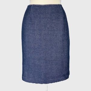 Doncaster Collection Womens Tweed Straight Pencil Skirt Blue Cotton size 8